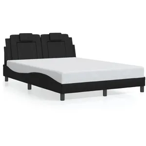 vidaXL Cadre de lit avec lumières LED noir 140x190 cm similicuir pas cher