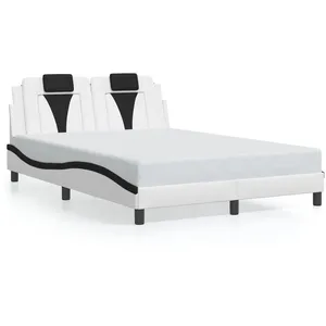 vidaXL Cadre de lit avec lumières LED blanc noir 140x200 cm similicuir pas cher