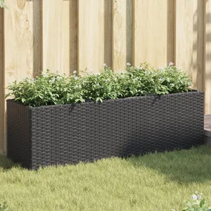 Comparateur de prix : vidaXL Jardinières avec 3 pots 2 pcs noir 105x30x32 cm résine tressée