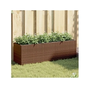 vidaXL Jardinières avec 3 pots 2 pcs marron 105x30x32cm résine tressée pas cher