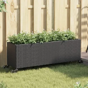 Comparateur de prix : vidaXL Jardinières et roulettes 2 pcs noir 107x32x38 cm résine tressée