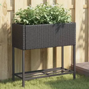 Comparateur de prix : vidaXL Jardinières avec étagère 2 pcs noir 70x28x70 cm résine tressée