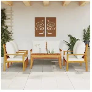 vidaXL Salon de jardin avec coussins 5 pcs Bois d'acacia solide pas cher