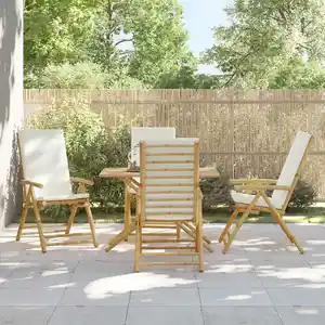 vidaXL Chaises de bistro pliantes lot de 4 et coussins blanc crème pas cher
