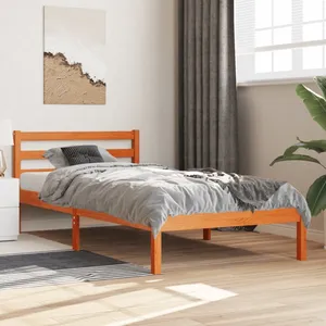 Comparateur de prix : vidaXL Cadre de lit cire marron 90x190 cm bois de pin massif