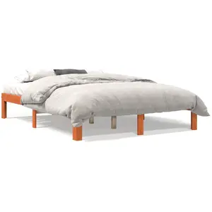 vidaXL Cadre de lit cire marron 140x190 cm bois de pin massif pas cher