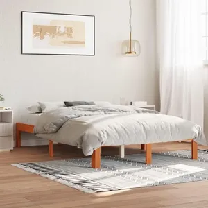 vidaXL Cadre de lit cire marron 140x200 cm bois de pin massif pas cher