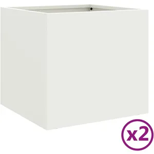 Comparateur de prix : vidaXL Jardinières 2 pcs blanc 32x30x29 cm acier laminé à froid