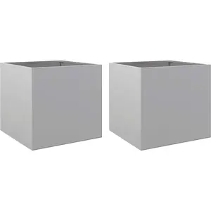 Comparateur de prix : vidaXL Jardinières 2 pcs argenté 42x40x39 cm acier galvanisé