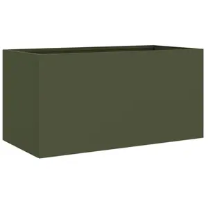 Comparateur de prix : vidaXL Jardinière vert olive 62x30x29 cm acier laminé à froid