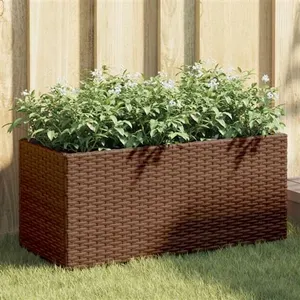 vidaXL Jardinières avec 2 pots 2 pcs marron 72x30x32 cm résine tressée pas cher