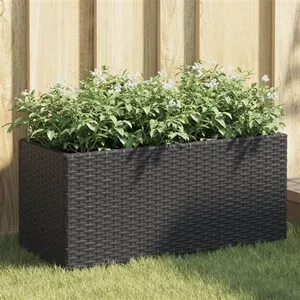 Comparateur de prix : vidaXL Jardinières avec 2 pots 2 pcs noir 72x30x32 cm résine tressée
