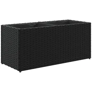 Comparateur de prix : vidaXL Jardinière avec 2 pots noir 72x30x32 cm résine tressée