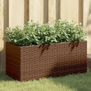 vidaXL Jardinière avec 2 pots marron 72x30x32 cm résine tressée pas cher