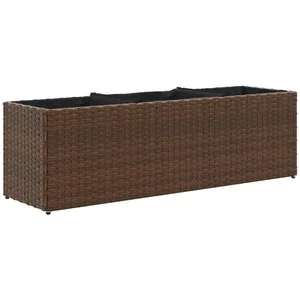 vidaXL Jardinière avec 3 pots marron 105x30x32 cm résine tressée pas cher