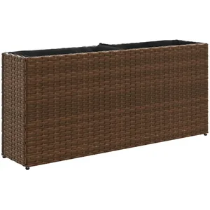 Comparateur de prix : vidaXL Jardinière avec 2 pots marron 90x20x40 cm résine tressée