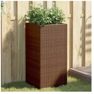 Comparateur de prix : vidaXL Jardinière marron 40x40x80 cm résine tressée