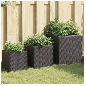 Comparateur de prix : vidaXL Jardinières d'extérieur 3 pcs noir résine tressée