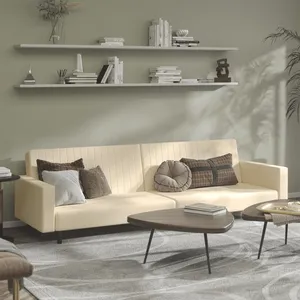vidaXL Canapé-lit à 2 places crème velours pas cher