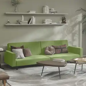 vidaXL Canapé-lit à 2 places vert clair velours pas cher