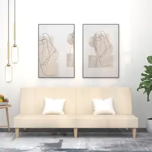 vidaXL Canapé-lit à 2 places crème tissu pas cher