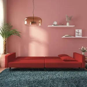 vidaXL Canapé-lit à 2 places et deux oreillers Rouge bordeaux Velours pas cher