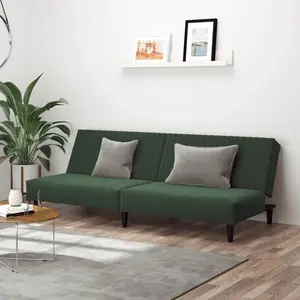 vidaXL Canapé-lit à 2 places vert foncé velours pas cher
