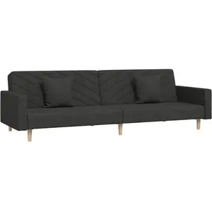vidaXL Canapé-lit à 2 places avec deux oreillers noir tissu pas cher