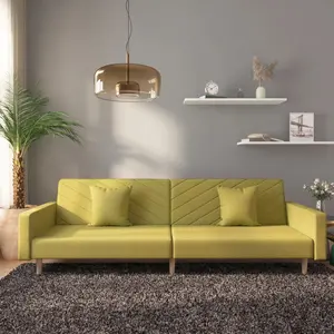vidaXL Canapé-lit à 2 places avec deux oreillers Vert Tissu pas cher
