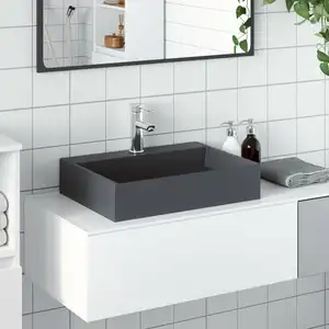 vidaXL Vasque 50x38x11 cm fonte minérale/marbre anthracite