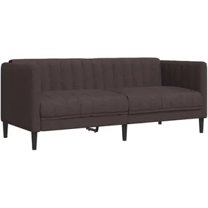 vidaXL Canapé à 2 places marron foncé tissu pas cher