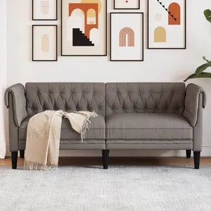 vidaXL Canapé Chesterfield 2 places taupe tissu pas cher
