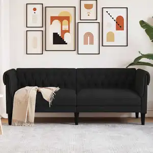 Comparateur de prix : vidaXL Canapé Chesterfield 3 places noir tissu
