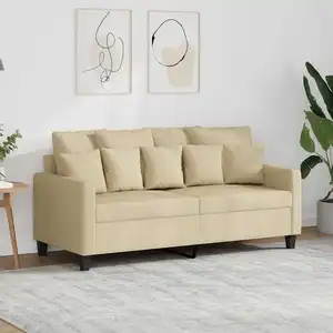 vidaXL Canapé à 2 places Crème 140 cm Tissu pas cher