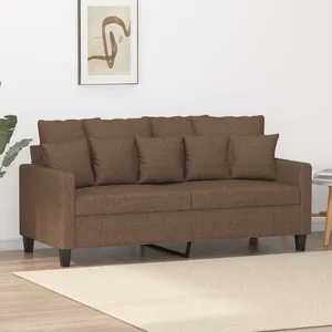 vidaXL Vidaxl Canapé À 2 Places Marron 140 Cm Tissu pas cher