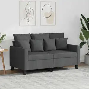 vidaXL Canapé à 2 places Gris foncé 120 cm Tissu pas cher