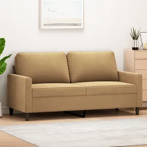 vidaXL Canapé à 2 places Marron 140 cm Velours pas cher