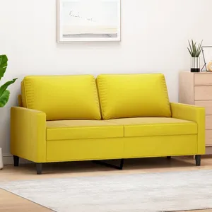 vidaXL Canapé à 2 places Jaune 140 cm Velours pas cher