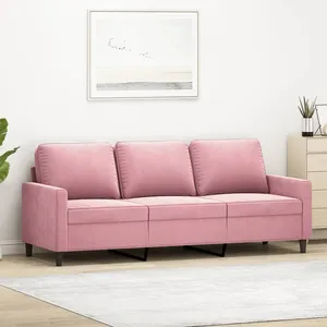 vidaXL Canapé à 3 places Rose 180 cm Velours pas cher