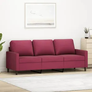 vidaXL Canapé à 3 places Rouge bordeaux 180 cm Velours pas cher