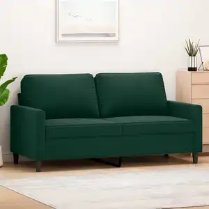 vidaXL Canapé à 2 places Vert foncé 140 cm Velours pas cher