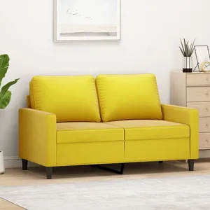 vidaXL Canapé à 2 places Jaune 120 cm Velours pas cher