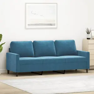 vidaXL Canapé à 3 places Bleu 180 cm Velours pas cher