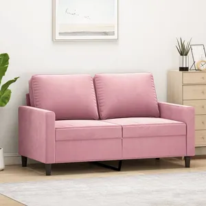 vidaXL Canapé à 2 places Rose 120 cm Velours pas cher