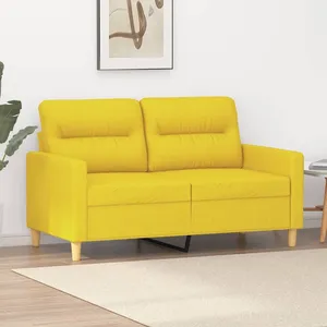 vidaXL Canapé à 2 places Jaune clair 120 cm Tissu pas cher