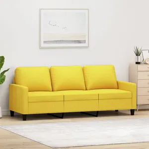 vidaXL Canapé à 3 places Jaune clair 180 cm Tissu pas cher