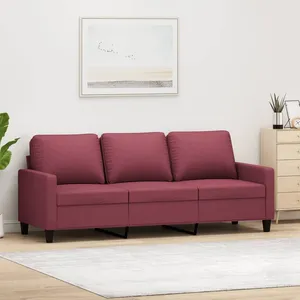 vidaXL Canapé à 3 places Rouge bordeaux 180 cm Tissu pas cher