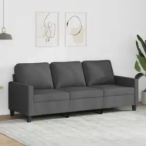 vidaXL Canapé à 3 places Gris foncé 180 cm Tissu pas cher