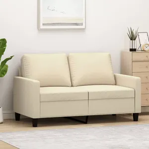 vidaXL Canapé à 2 places Crème 120 cm Tissu pas cher