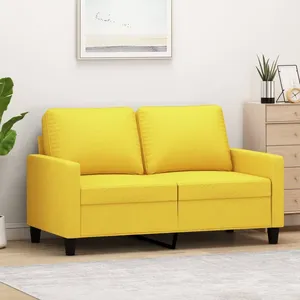 vidaXL Canapé à 2 places Jaune clair 120 cm Tissu pas cher